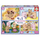 Прогресивен пъзел Educa 4 в 1 - Весели капибари |