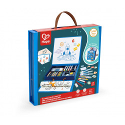 Творчески комплект, Hape, Преносим комплект за рисуване с дъска, 41 части