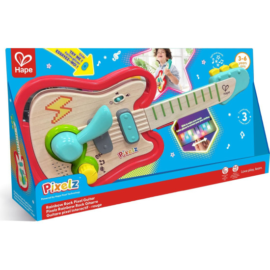 Интерактивна играчка Hape International - Pixelz, китара Rainbow Rock |