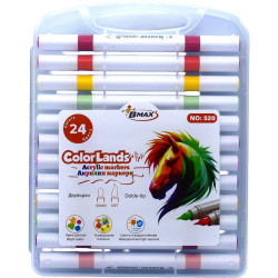 Акрилни маркери B-Max Color Lands - Двувърхи, 24 цвята