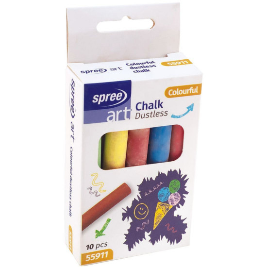 Безпрахови цветни тебешири Spree Art - 10 броя