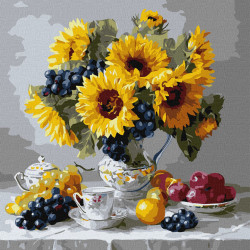 Ideyka комплект с акрилни бои 40x40 см.  "Слънчогледи с грозде"