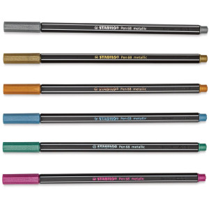 Комплект флумастери Stabilo Pen 68 - 6 металически цвята