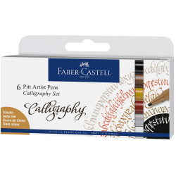 Комплект калиграфски маркери Faber-Castell Pitt Artist - 6 цвята