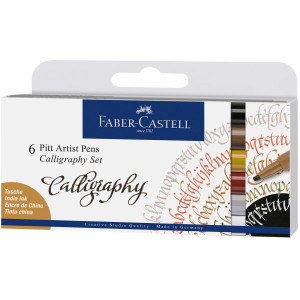 Комплект калиграфски маркери Faber-Castell Pitt Artist - 6 цвята