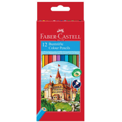 Комплект цветни моливи Faber-Castell - Замък, 12 цвята