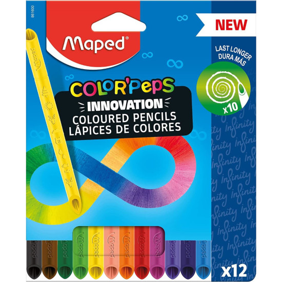 Комплект цветни моливи Maped Color Peps - Infinity, 12 цвята