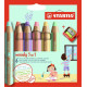Комплект цветни моливи Stabilo Woody 3 in 1 - 6 пастелни цвята, с острилка