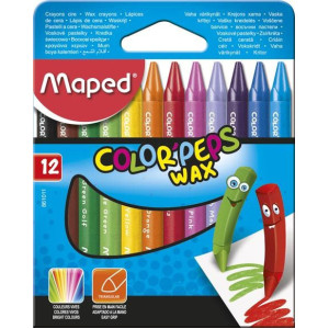 Комплект восъчни пастели Maped Color Peps, 12 цвята