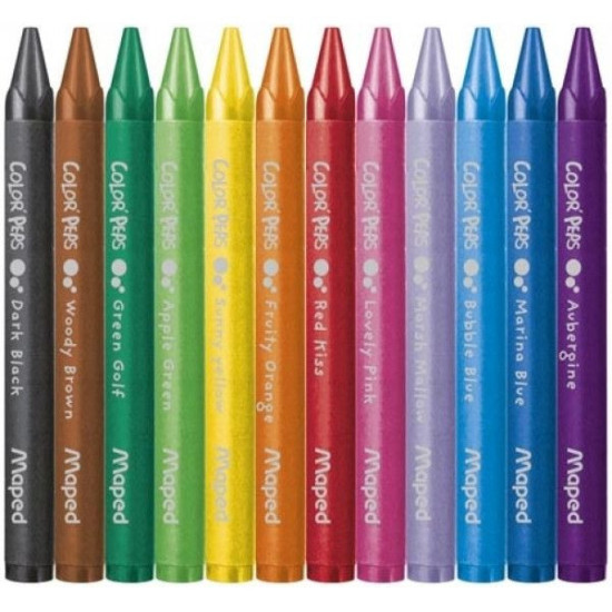 Комплект восъчни пастели Maped Color Peps, 12 цвята