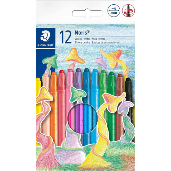 Пастели Staedtler Noris Club Twister 221 - 12 цвята, с пластмасово тяло