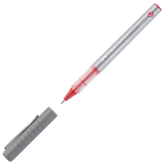 Ролер Faber-Castell Free Ink - 0.7 mm, червен