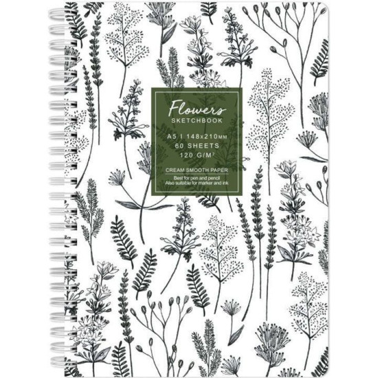 Скицник Drasca Flowers - Билки, A5, 60 листа