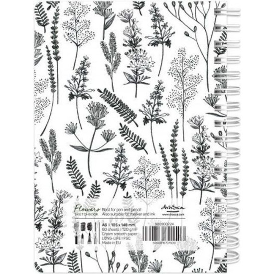 Скицник Drasca Flowers - Билки, A6, 60 листа
