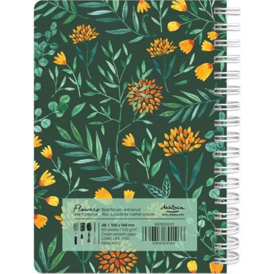 Скицник Drasca Flowers - Далия, A6, 60 листа