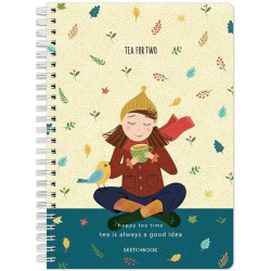 Скицник Drasca Happy Tea Time - Tea for two, A5, 60 листа