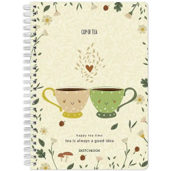 Скицник Drasca Happy Tea Time - Cup of tea, A5, 60 листа