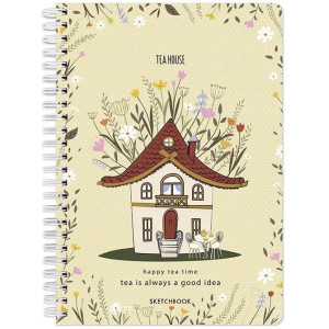 Скицник Drasca Happy Tea Time - Tea house, A5, 60 листа