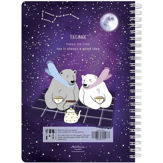 Скицник Drasca Happy Tea Time - Tea is magic, A6, 60 листа