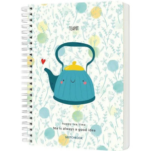 Скицник Drasca Happy Tea Time - Teapot, A6, 60 листа