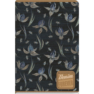 Тетрадка Black&White - Denim, А4, 60 листа, широки редове, асортимент