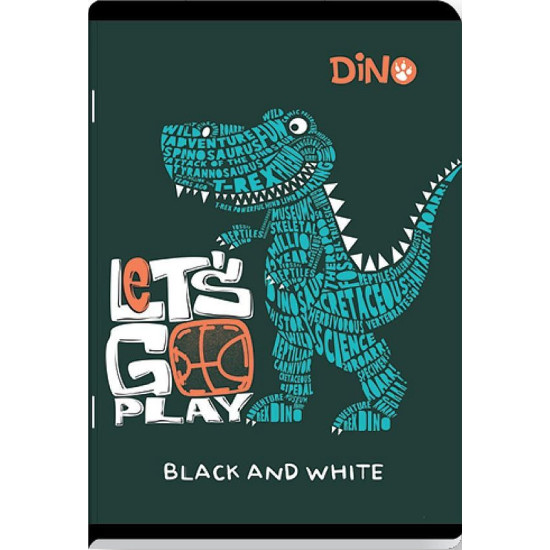 Ученическа тетрадка Black&White - Динозаври и чудовища, А5, 24 листа, широки редове, асортимент |