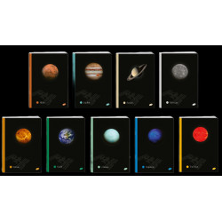 Тетрадка Elisa - Planets, A5, 62 листа, широки редове, асортимент