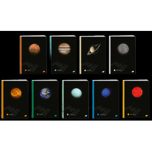 Тетрадка Elisa - Planets, A5, 62 листа, широки редове, асортимент
