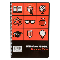 Тетрадка-речник със спирала Black&White - А5, 80 листа, 2 полета, асортимент