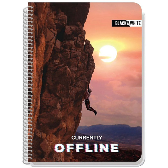Тетрадка със спирала Black&White Offline - A4, 105 листа, широки редове, асортимент