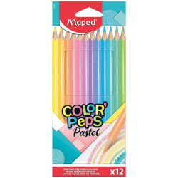 Цветни моливи Maped Color Peps - Пастелни, 12 цвята