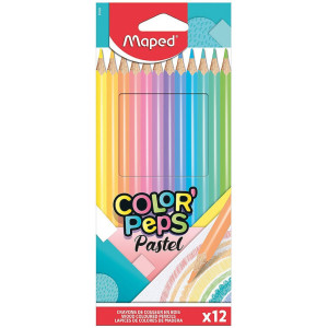 Цветни моливи Maped Color Peps - Пастелни, 12 цвята