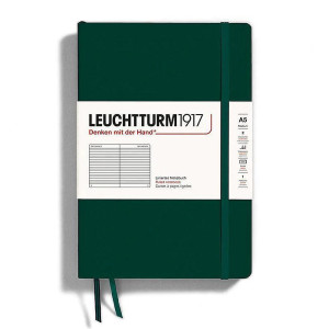 Тефтер Leuchtturm1917 Natural Colors - A5, тъмнозелен, линиран, твърди корици