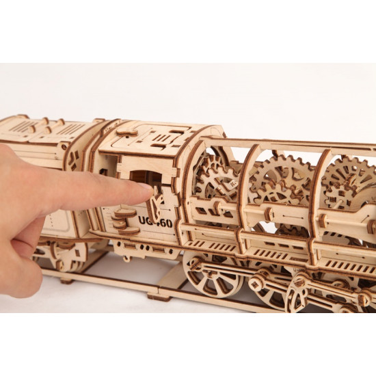 3D пъзел - Механичен локомотив с тендер | UGEARS